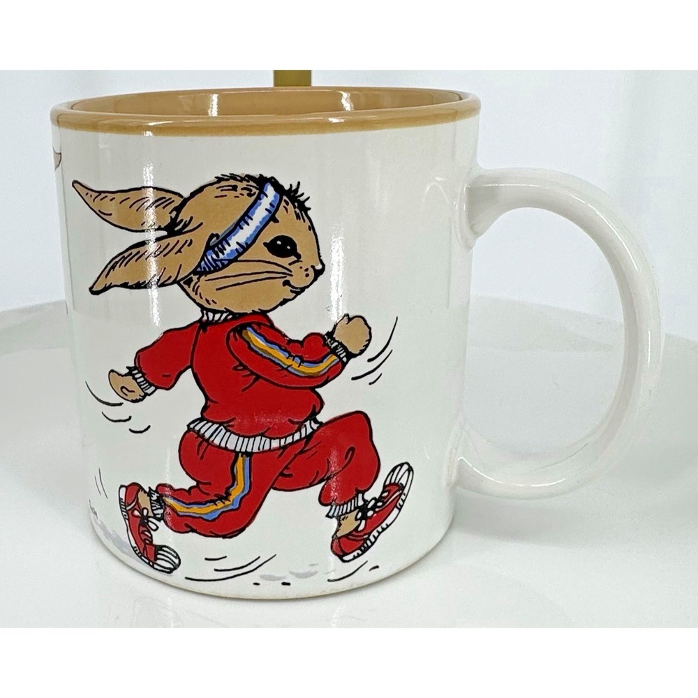 Vintage 80's Jogger Rabbit Mug Running Coffee Cup